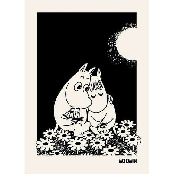 Moomin - In Love Print Wall Art, Modern Wall Decor For Living Room Bedroom, 8x12 UNFRAMED