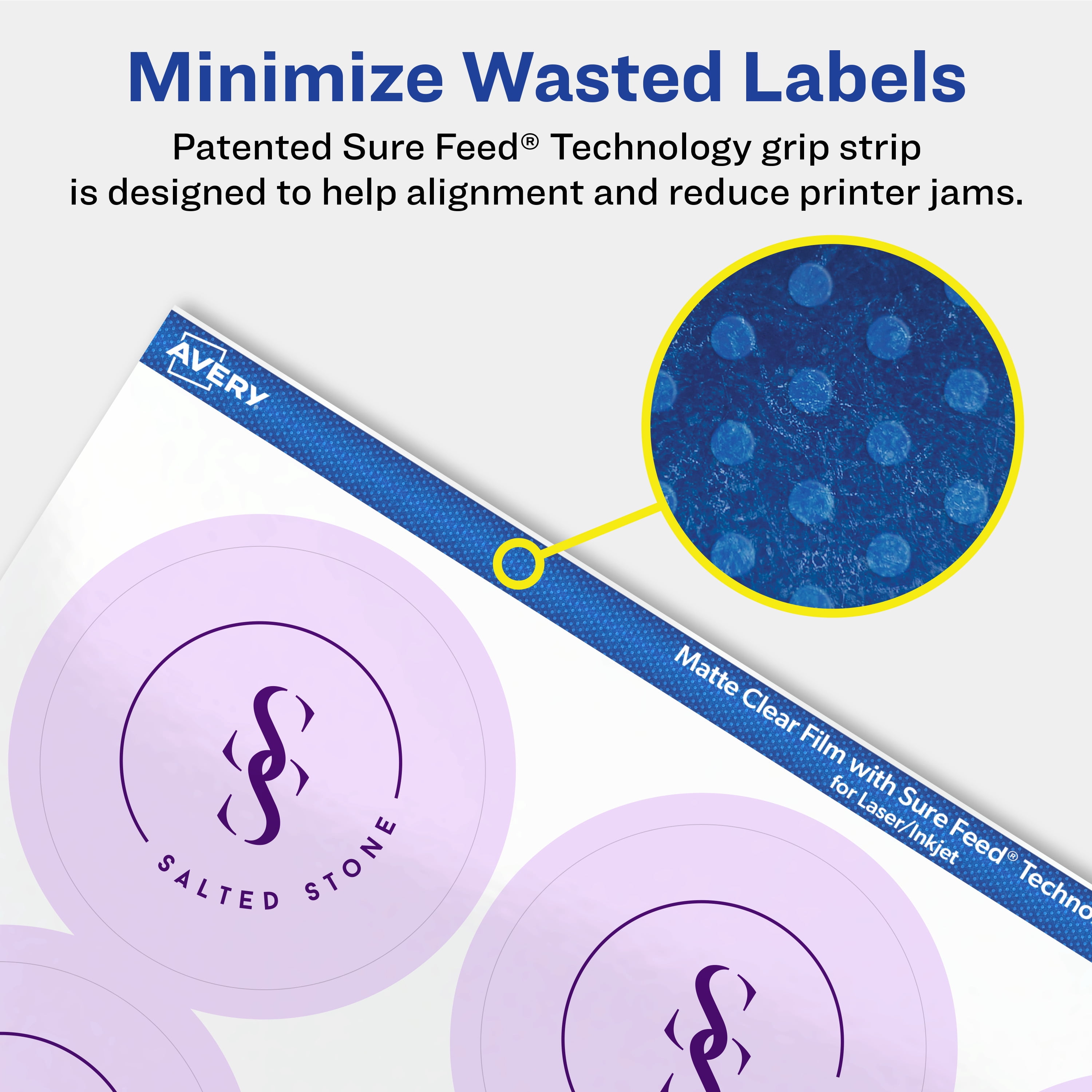 Avery Matte Clear Round Labels, 2-1/4" Diameter, 300 Total