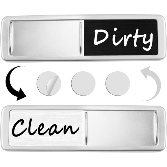 Dishwasher Clean Dirty Magnet Sign, Slide Indicator for Dishwasher, Strong Self-Adhesive for Magnetic & Non-Magnetic Dishwashers