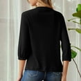 thumbnail image 5 of RYRJJ Women's Knit Sweater 3/4 Sleeve Crop Cardigan Jackets Open Front Short Bolero Shrugs for Dresses Tops Solid Lightweight Soft(Black,L), 5 of 9