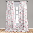 thumbnail image 5 of Ambesonne Retro Curtains, Flamingo Birds Polka Dots, Pair of 28"x95", Pale Pink White, 5 of 5