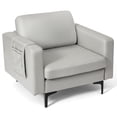 thumbnail image 3 of Spaco Modern Accent Armchair with Side Storage Pocket, Thick Padded Cozy Lounge Chair, Leisure Sofa Chair for Living Room, Bedroom, Dorm, Pocket-Light Gray, 3 of 7