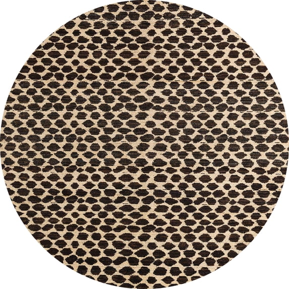 Ahgly Company Indoor Round Abstract Camel Brown Abstract Area Rugs, 4' Round