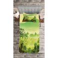 thumbnail image 3 of Ambesonne Landscape Quilted Bedspread Set 2 Pcs, Monochrome Nature Scene, Twin Size, Lime Green Yellow Green, 3 of 3
