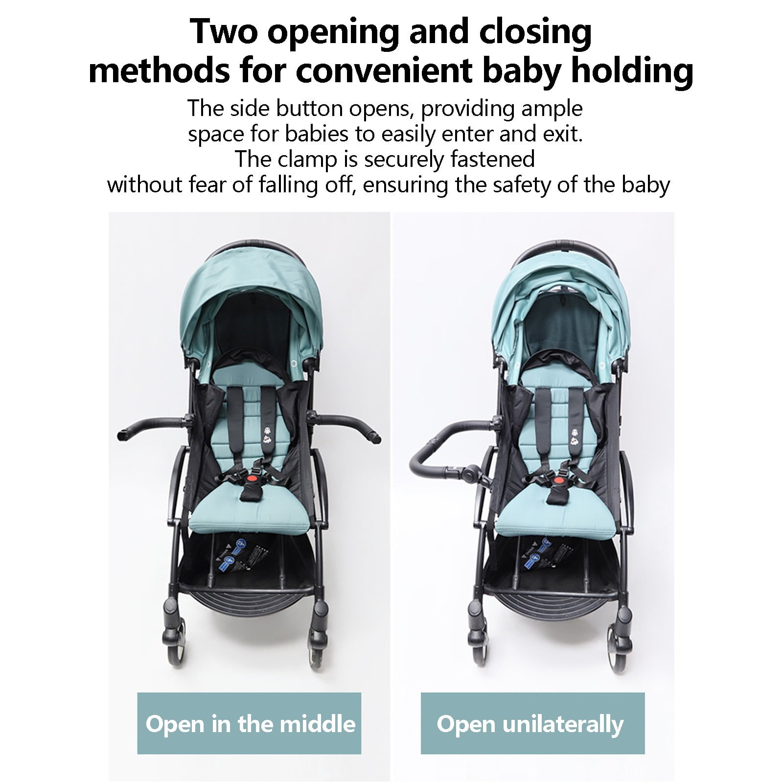 Stroller Bumper Bar with Black Smooth Leather Cover Angle Adjustable - Baby Stroller Bumper Bar, Double Opening Mechanism, Easy Baby Access, Compatible with Various Stroller Frames, 1 PCS
