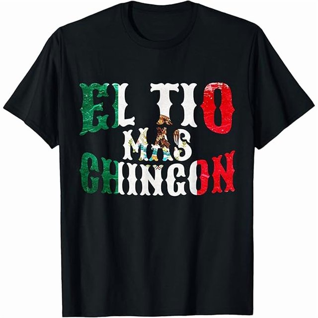 Camiseta estampada "El tío más Chingón" para hombre, cuello redondo informal, tejido de punto de algodón, elasticidad media, corte regular, estilo urbano de verano.