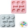thumbnail image 5 of Molde de silicona con estampado de huellas de cachorro, bonitos moldes para hornear con forma de pata y hueso, moldes de silicona antiadherentes de grado alimenticio para chocolate, caramelos, gelatina, galletas, bandejas de cubitos de hielo, golosinas para perros Vhermosa JQWJ127-2, 5 of 5