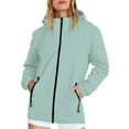 thumbnail image 3 of Duoif Rain Jacket Women, Women's Thin Charge Jacket Overcoat Cardigan Standing Collar Jacket Travel Camping Jackets for Women Light Green M, 3 of 4