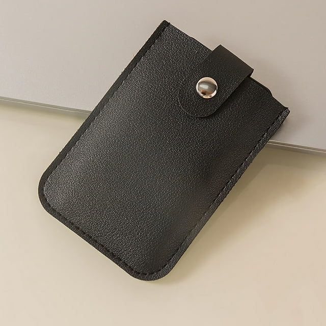 Card Wallet, Staron 2026 Slim Leather Pull-Out Card Holder, Snap Button Multi-Card Slot Business Card Storage Case for Cash, Black
