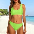 thumbnail image 2 of MIXUE Swim Suits for Women Summer Solid Color Strappy Square Collar Seamless Bra And Panty Set Sports Two Piece Tankini Beachwear,Green,M, 2 of 6