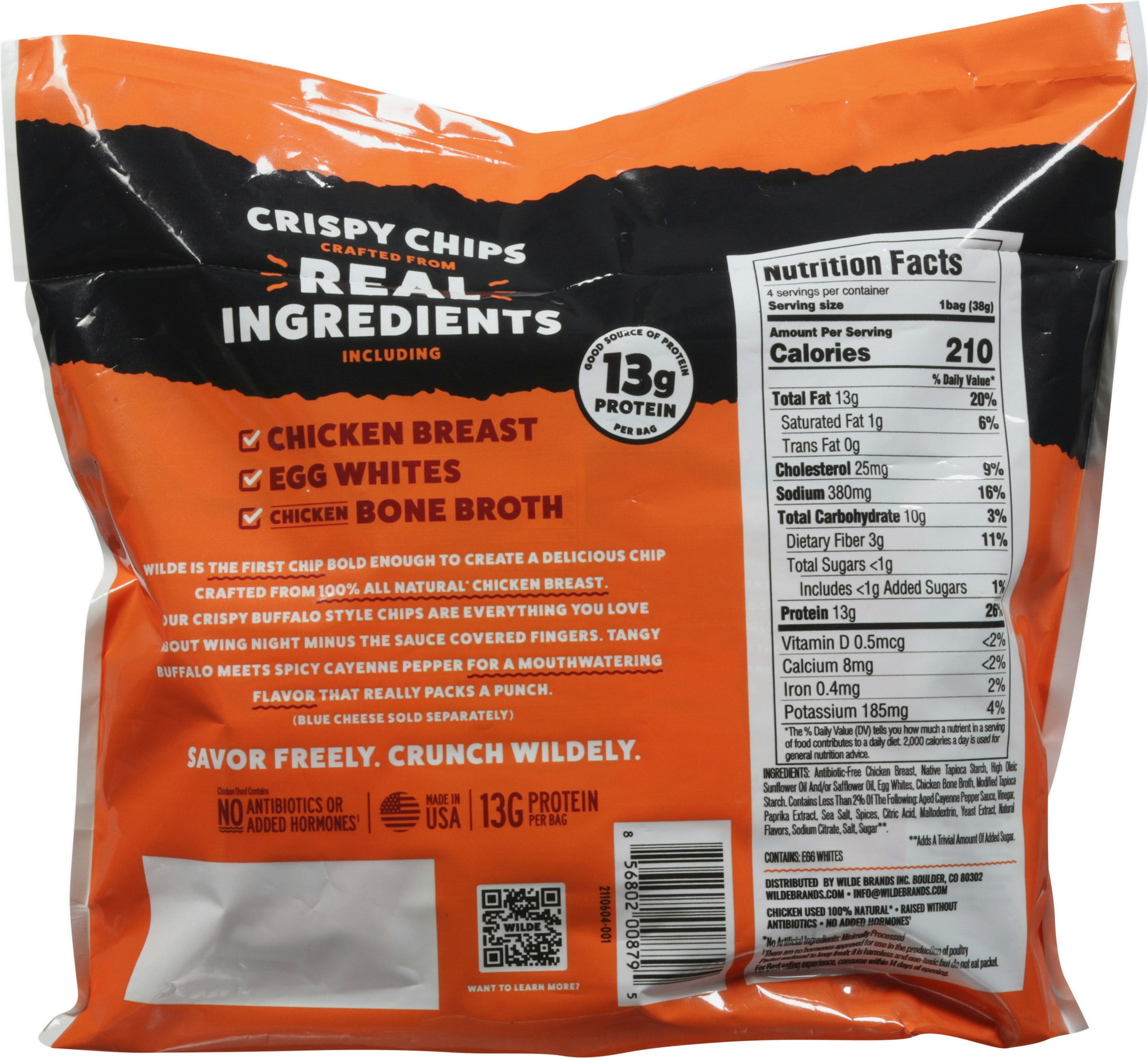 Wilde Snacks Chips Chicken Buffalo 4Pack (Pack of 8)