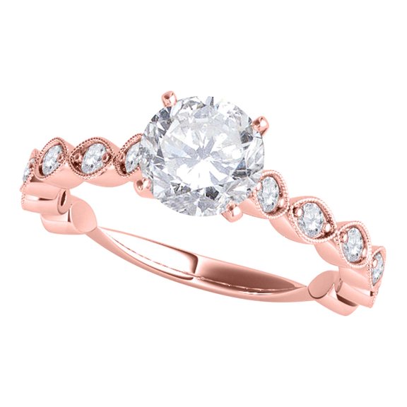Mauli Jewels Engagement Rings for Women 1.00 Carat Brilliant Cut Round Diamond Engagement Ring Prong-Setting 14K Solid Rose Gold