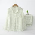 thumbnail image 2 of Lixiuxyad Button down Pajama Set Double Layer Gingham Pajama Set For Women Lightweight Summer Sleepwear & Homewear Stylish And Comfortable Loungewear, 2 of 6