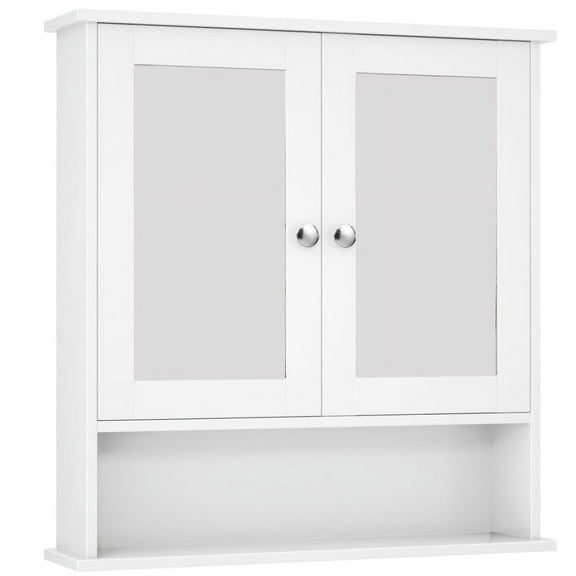 Resenkos Wall Mounted Bathroom Medicine Cabinets Over The Toilet Storage Cabinet with Mirror Doors and Adjustable Shelf, White