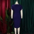 thumbnail image 5 of AURA Plus Size Bodycon Midi Dress High Waist Round Neck Short Sleeve Elegant Office Dress with Brooch Zipper, 5 of 9