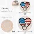thumbnail image 3 of FREEAMG Cotton Peace Sign Heart American Flag 2 Pcs Woven Pot Holder Trivets Set,Round Coasters Placemat for Cooking Baking Hot Dish Pan Pot Bowl Teapot(7/9 Inches), 3 of 5