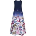 thumbnail image 4 of Fridja Robe Maxi Vintage Boho Sans Manches à Col en V Imprimé Papillon pour Femmes Grande Taille, 4 of 7