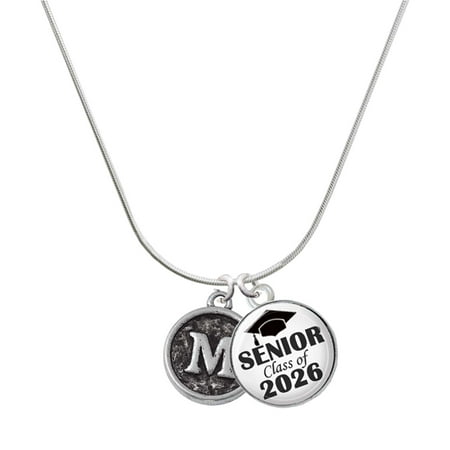 Delight Jewelry Silver-tone Antiqued Round Seal – Initial – M – Silvertone Senior Class of 2026 Dome Necklace 18 Delight Jewelry Silver-tone Antiqued Round Seal – Initial – M – Silvertone Senior Class of 2026 Dome Necklace 18