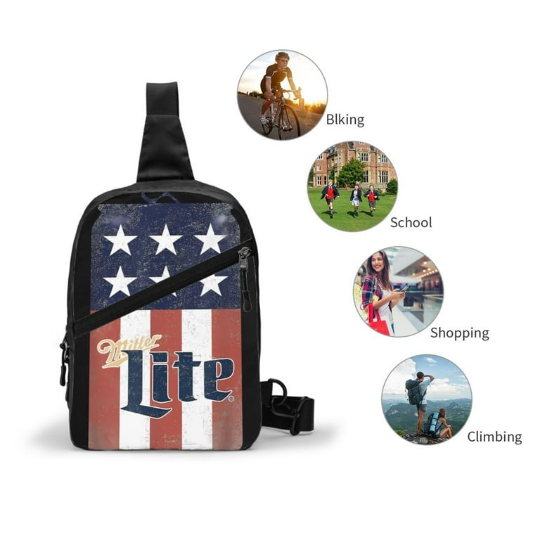 Miller Lite Sling Bag Anti theft Crossbody Chest Shoulder Backpack Lightweight Personal Pocket Bag Fanny Pack for Travel Hiking Chest Package Walmart