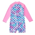 thumbnail image 2 of Girls One-Piece Zip Swimsuit Mermaid Sun Protection Swimwear Long Sleeve Bathing Suits, 2 of 7