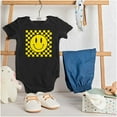 thumbnail image 3 of Cool Checkerboard Happy Face Smile Romper Boys or Girls Infant Baby Brisco Brands NB, 3 of 6