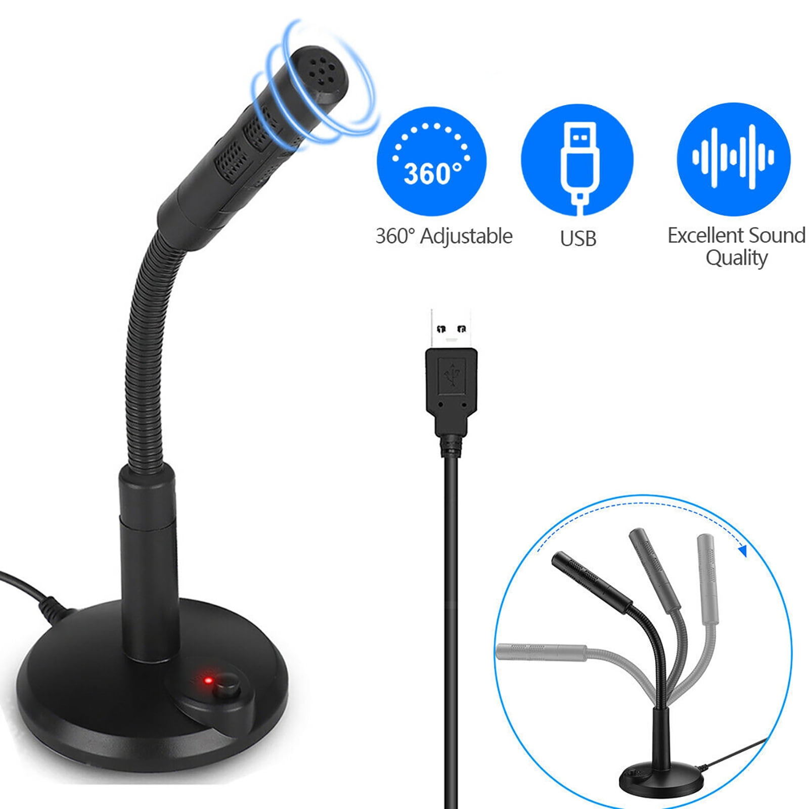 USB Microphone Voice Recording, Podcasting Chatting Mac PC Flexible Gooseneck for VoiceMaster