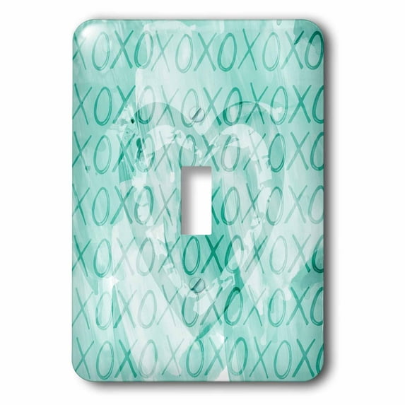 3dRose Mint XOXO Heart, Single Toggle Switch