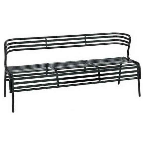 Safco CoGo Indoor/Outdoor Steel Bench with Back Black - Steel - 61" Seat Width x 17" Seat Depth - 60" Width x 25" Depth x 30" Height - 1 Each