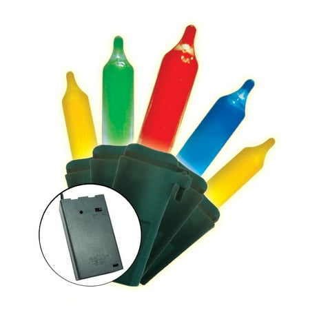 Brite Star Battery Operated Traditional Mini Multicolored 20 Lights with Green Wire