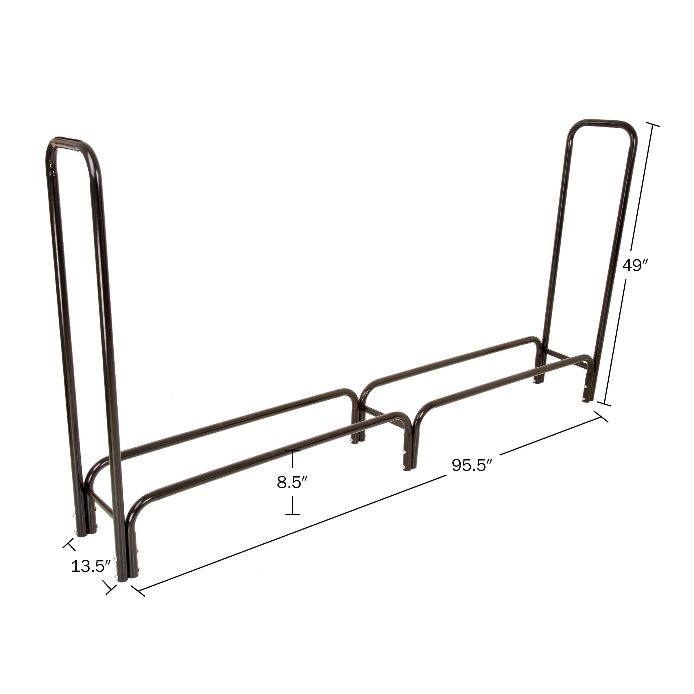 Pure Garden 8 Foot Heavy Duty Steel Firewood Rack for Stacking and Drying Wood Black Walmart