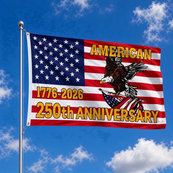 FIASON 1 Pack 250th Anniversary American Flag 3x5 Ft, Heavy Duty 150D Tear-Resistant Polyester, 1776-2026 Patriotic Bald Eagle, Double Sided Fade Resistant Brass Grommets High Wind Outdoor US Flag