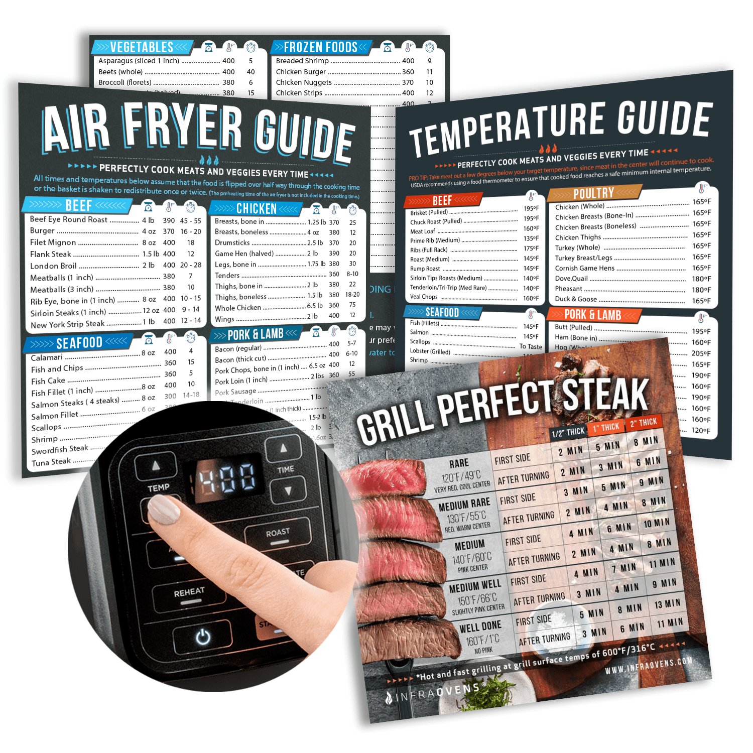 Infraovens Air Fryer Accessories Cheat Sheet Set with Cook