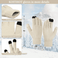 thumbnail image 4 of KOITHOT 3 Pieces Women Winter Beanie Hat Gloves Scarf Set, Soft Warm Thick Touch Screen Knitted Beige, 4 of 6
