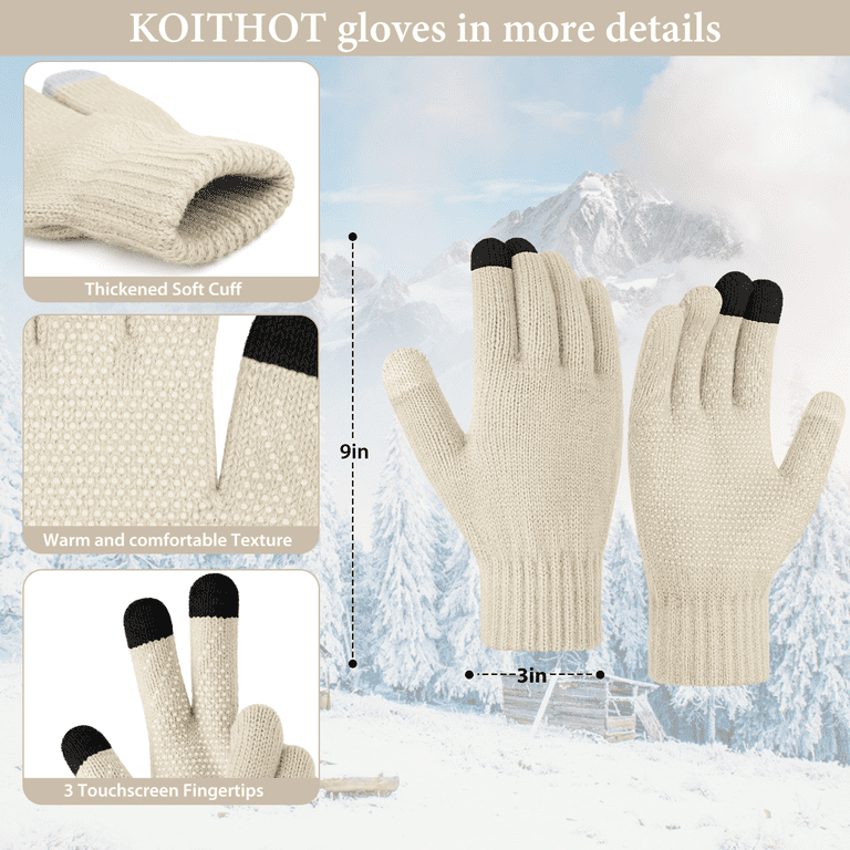 KOITHOT 3 Pieces Women Winter Hat Gloves Scarf Set, Soft  display picture 1