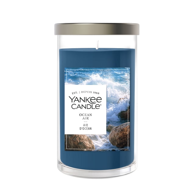 Yankee Candle Medium Perfect Pillar Candle, Ocean Air – Scented with up to 115 Hours of Burn Time, Premium Plant Wax Blend for Consistent Long Lasting Scent from First to Last Burn