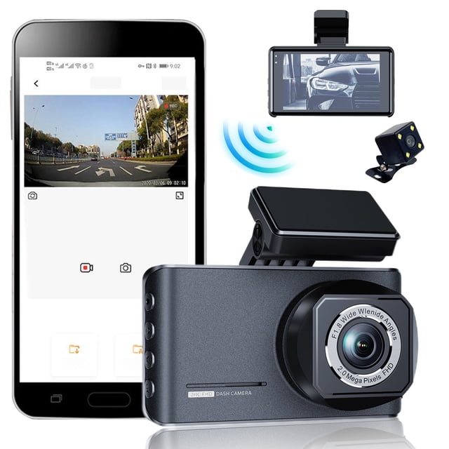 Danhjin Driving Recorder Foreign Trade Car Mounted 3-Inch Clear Front And Rear Camera Loop Recording Mobile Wifi Interconnection Night Vision Driving Recorder