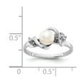 thumbnail image 5 of Solid 14k White Gold 5.5mm Freshwater Cultured Pearl Diamond Ring Band Size 8 (.024 cttw.), 5 of 6
