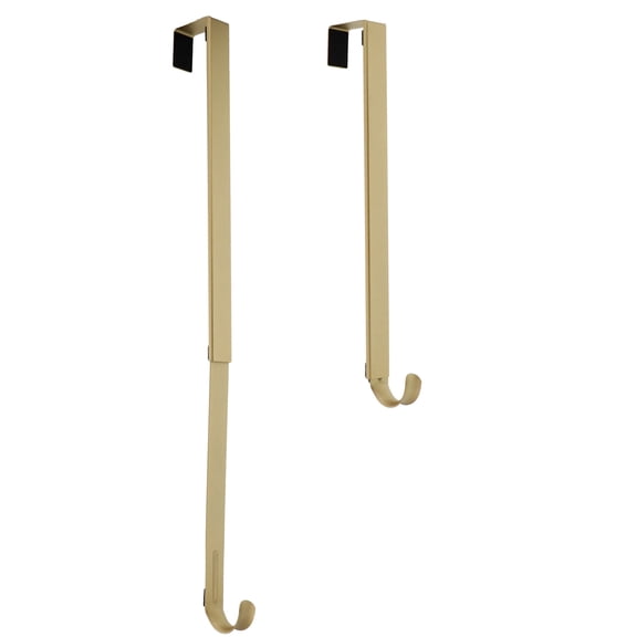 Haute Decor Adjustable Wreath Hanger — Over The Door Wreath Hanger, Length Adjustable — Adjustable Length Wreath Hanger for Front Door - Metal, Holds up to 20 Pounds (Textured Gold)