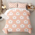 thumbnail image 2 of Erosebridal Orange Groovy Daisy Quilt King for Girls, Kawaii Cartoon Floral King Coverlet Set, 3 Pieces, 2 of 7