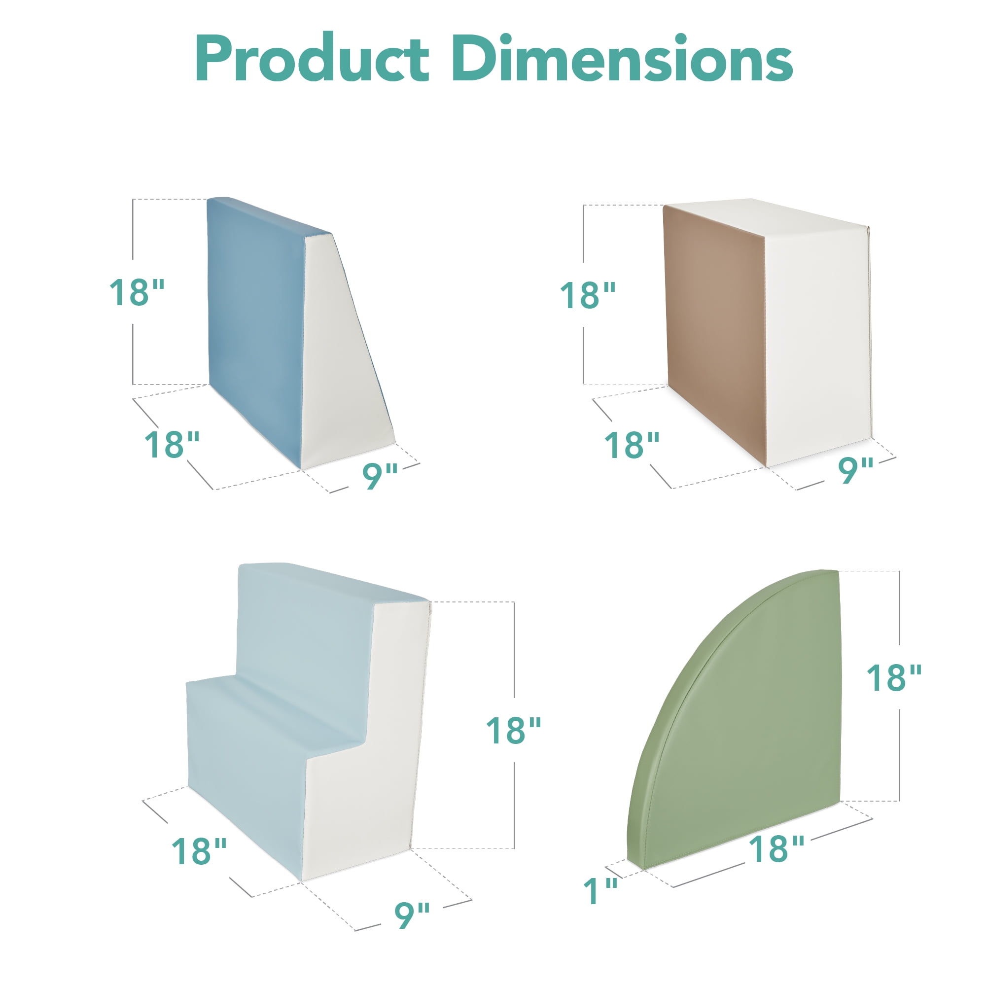Best Choice Products Soft Foam Climbing Blocks for Toddlers, 4-Piece Play Set, Easy-Clean Vinyl - Earth Tone