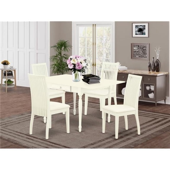 5 Piece Monza Dining Table Set - Linen White