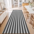 thumbnail image 3 of Hallway Runner Rug 2'x6', Boho Black Stripe Kitchen Runner Rugs Non-Slip Carpet Mats, Abstract Geometric White Minimalist Bedside Rugs Runners Washable Floor Carpet for Bathroom Laundry Room, 3 of 8