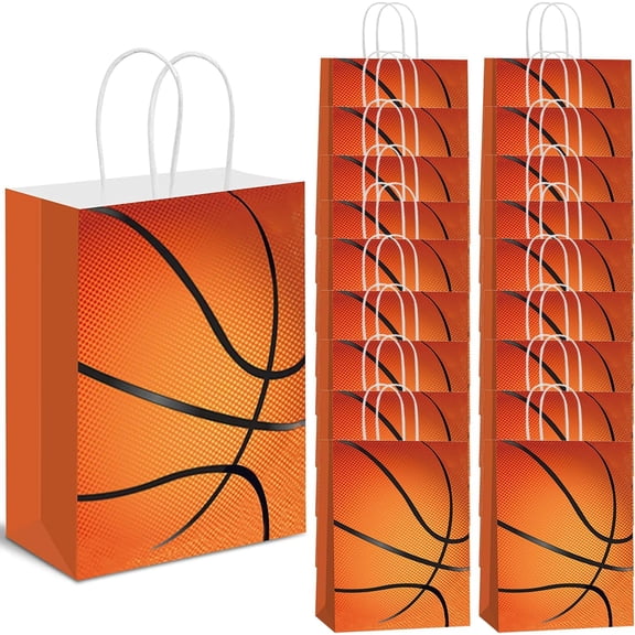 18 Pack Basketball Party Favors Bags Basketball Gift Bags Goodie Paper Bags with Handle Soccer Party Decorations Party Supplies Soccer Snack Bag