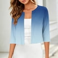 thumbnail image 2 of Fewfanhot Women Tops 3/4 Sleeve Open Front Cropped Bolero Shrug Cardigan Top, 2 of 7