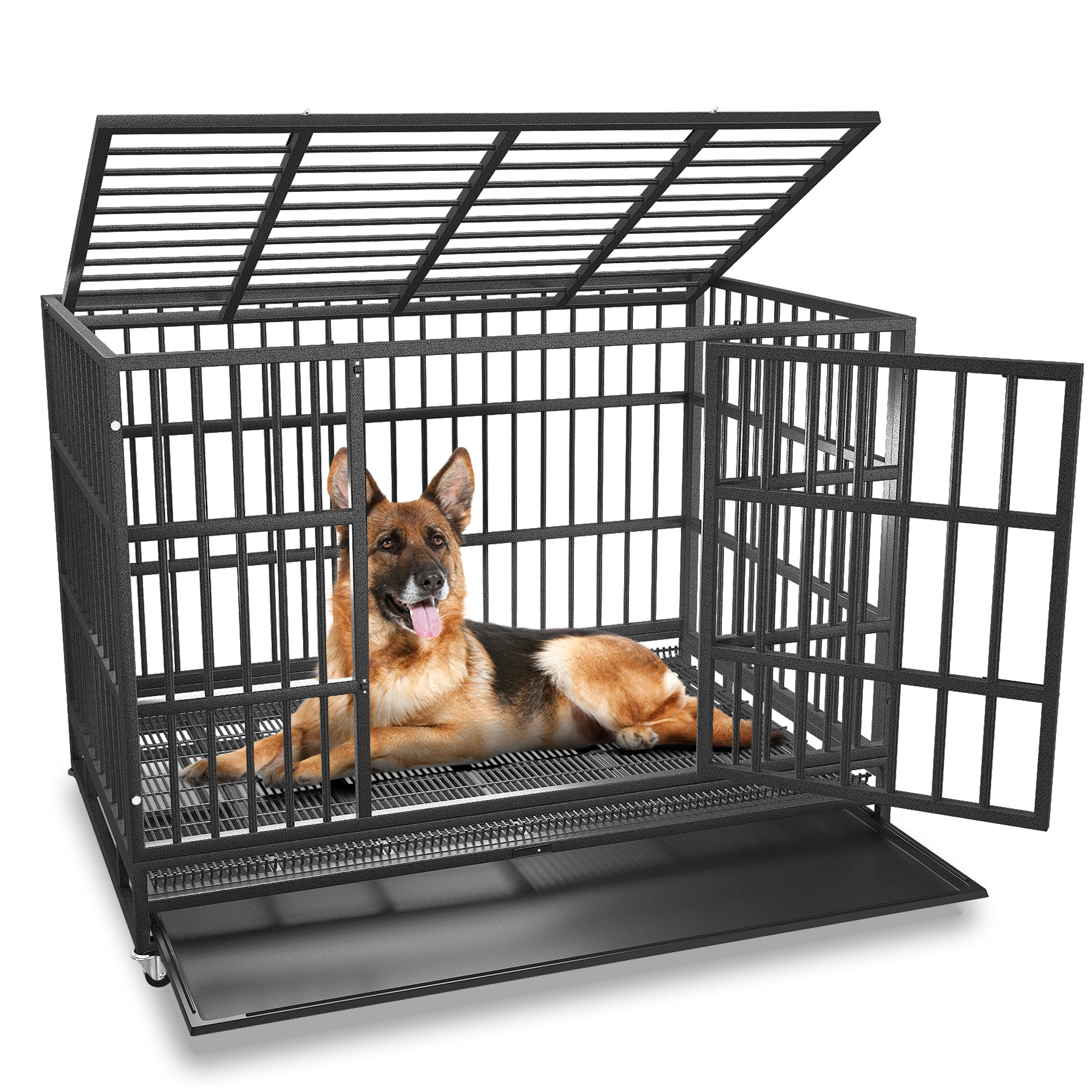 BOLDBONE 48" Heavy Duty Dog Crate with Wheels photo 1