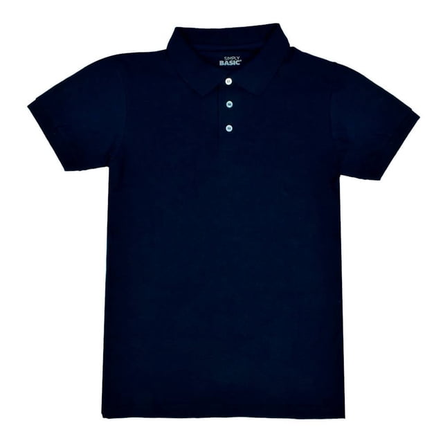 Playera Simply Basic para Hombre, Azul Tipo Polo Talla CH, vista frontal centrada de camiseta tipo polo azul con cuello y tres botones, corte recto que se ajusta a la silueta, estilo casual y cómodo con libertad de movimiento, ideal para combinar con jeans, pants o shorts en cualquier temporada.