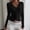 Black, variant on Blouse Tops for Women V Neck Lace Panel Ribbed Cardigan T Shirt, Long Sleeve Solid Knit Top, Soft Stretchy Blouse with Elegant Lace Trim Blouses for Women