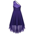 thumbnail image 3 of YONGHS Kids Girls One Shoulder Formal Gown High Low Hem Evening Dress Purple 14, 3 of 5
