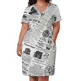 thumbnail image 3 of Vintage Newspaper Print Loose Pocket Dress party dresses women dress for women dresses for official occasions, 3 of 7