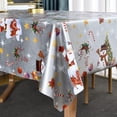 thumbnail image 5 of Plastic Christmas Tablecloth Square Silver Vinyl Christmas Table Cloth Xmas Table Cover with Snowman for Party (54'''' x 54'''', Snowman), 5 of 6